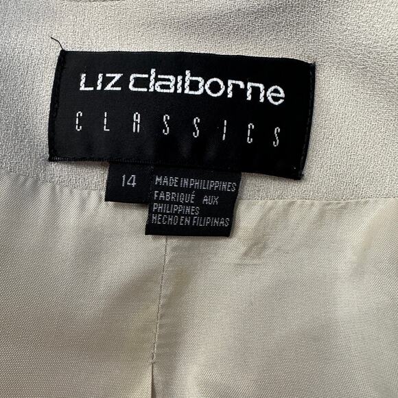 Liz Claiborne Classics Pantsuit WMNS 14 Tan Coordinates Lined Long Sleeve Formal - Picture 9 of 10